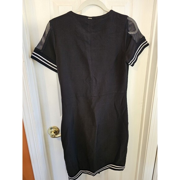 Sao Paulo Anthropologie Bodycon Zip Front Dress 36 Medium Sheath Black Mesh - Picture 8 of 13